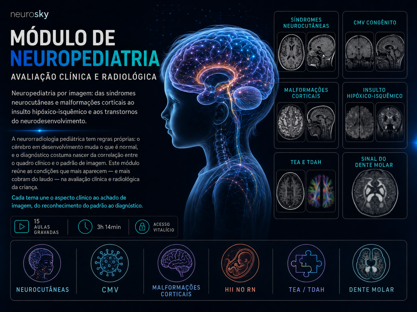 Capa do curso Módulo de Neuropediatria - avaliação clínica e radiológica